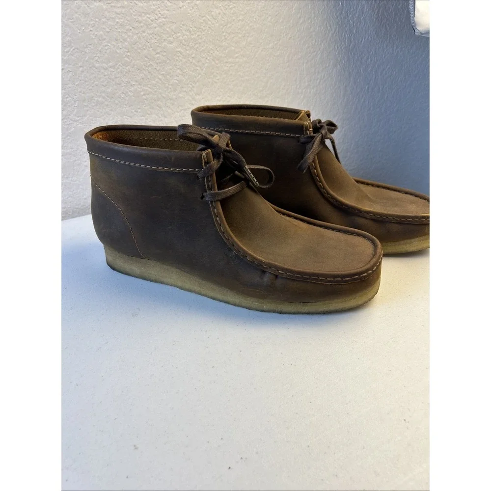 Mens Clarks Wallabee Boot - Beeswax Color, Leather, Size 11.5